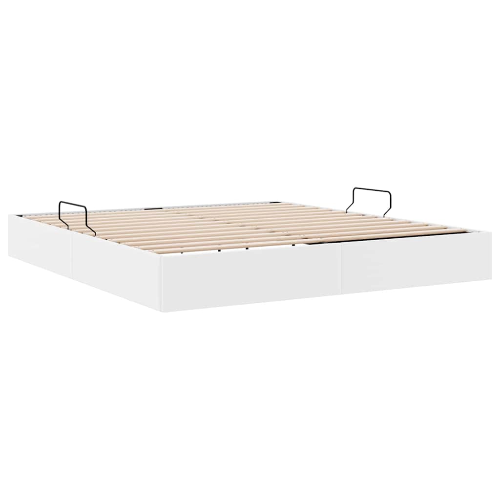 Storage Bed with Storage Pure White 183 x 213 cm Faux leather