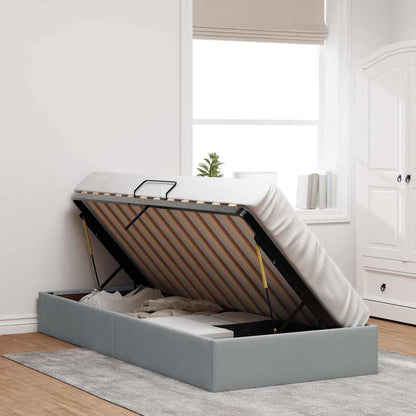 Storage Bed with Storage Light Grey 90 x 190 cm Fabric