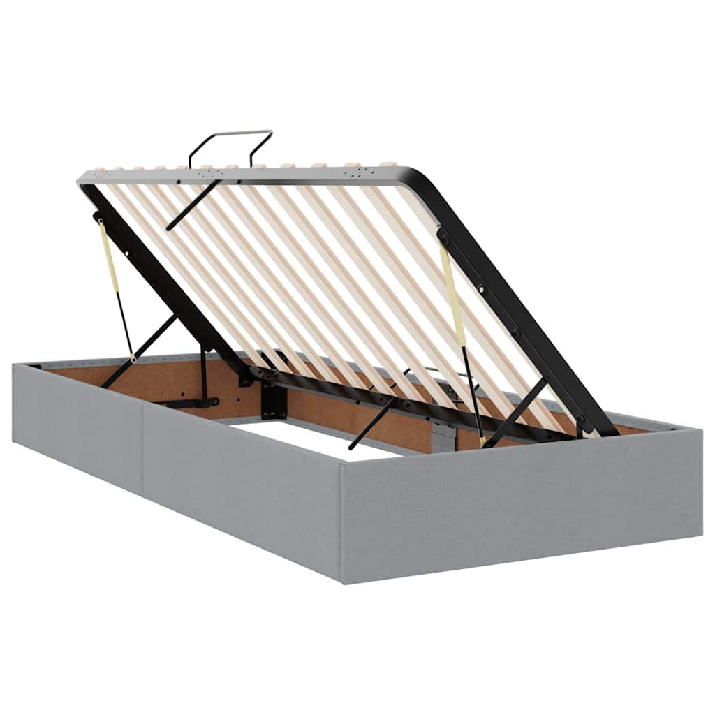Storage Bed with Storage Light Grey 90 x 190 cm Fabric
