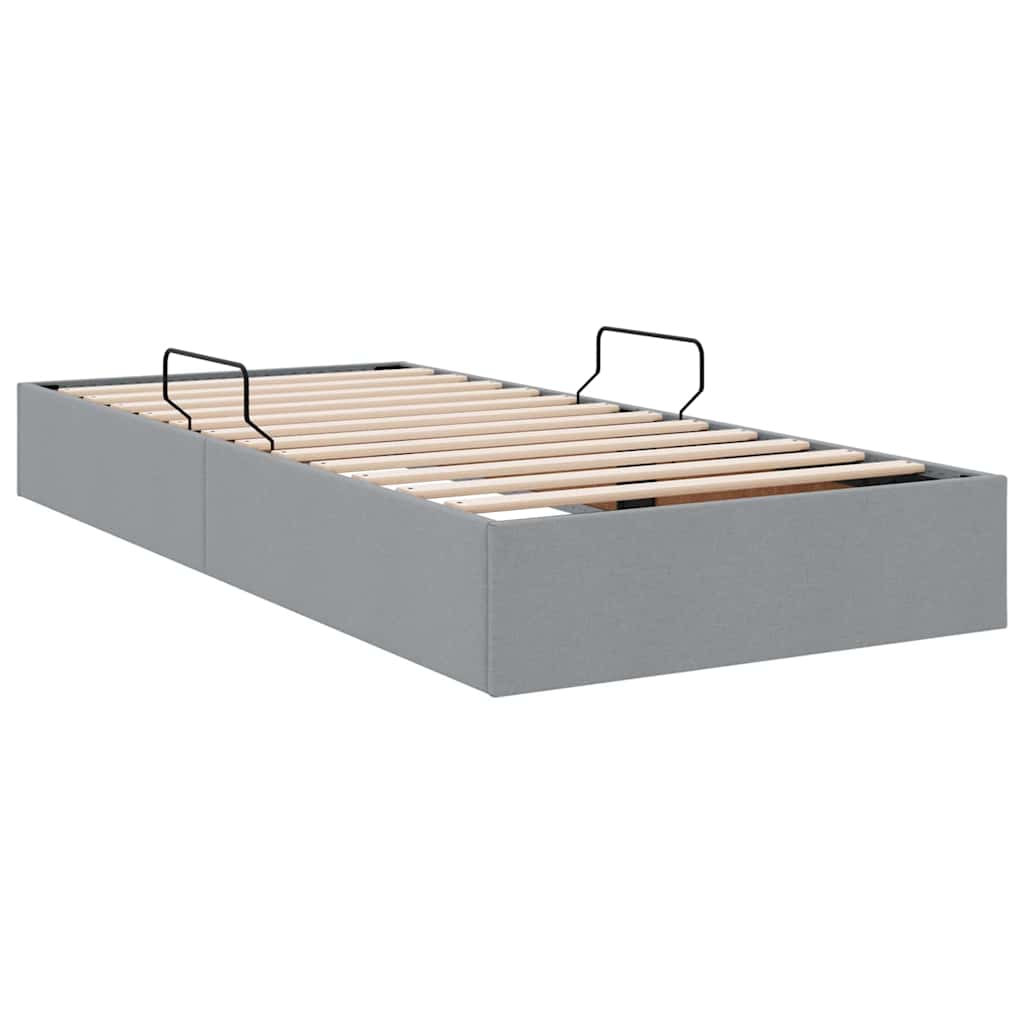 Storage Bed with Storage Light Grey 90 x 190 cm Fabric