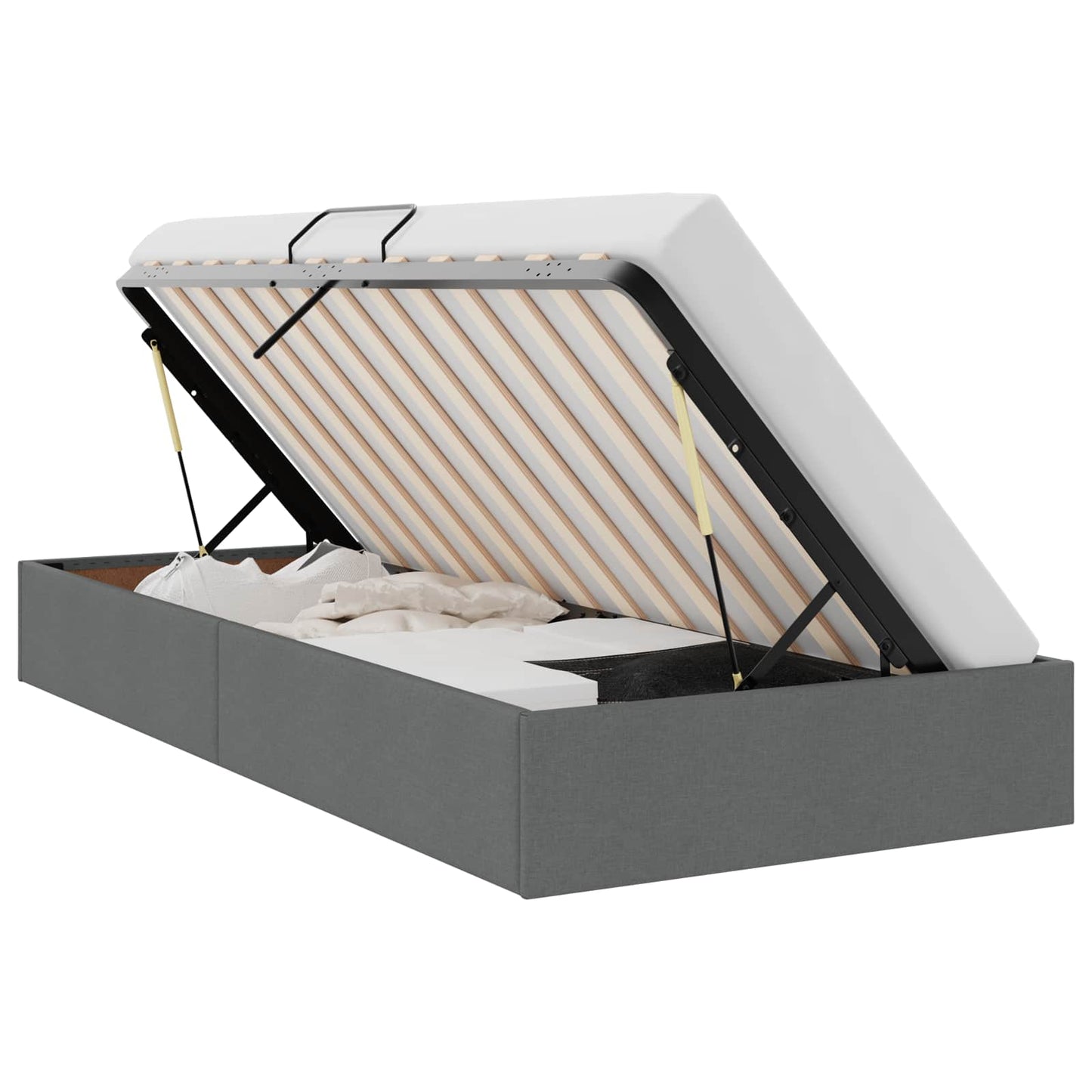 Storage Bed with Storage Dark Grey 90 x 190 cm Fabric