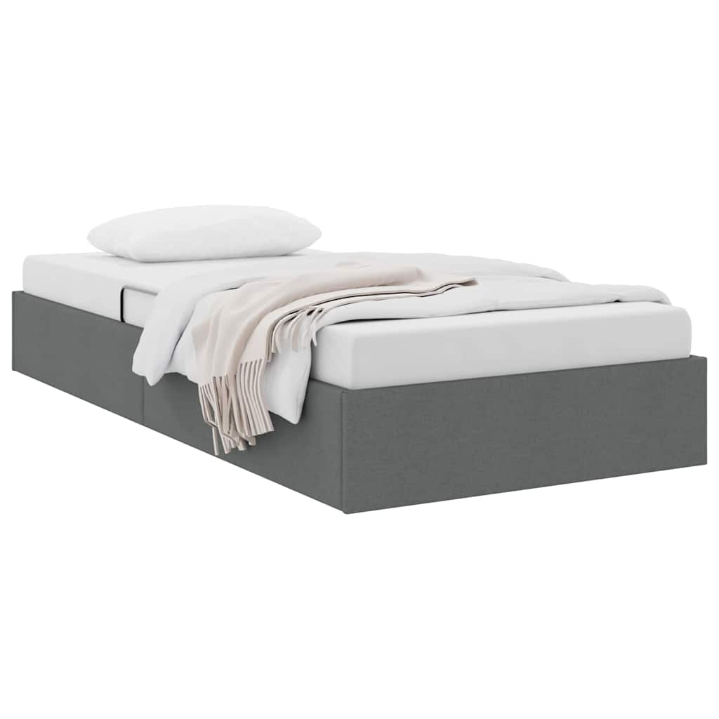 Storage Bed with Storage Dark Grey 90 x 190 cm Fabric