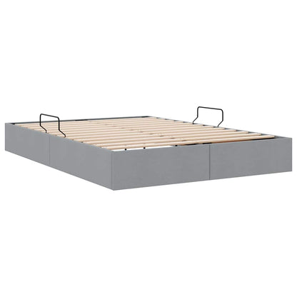 Storage Bed with Storage Light Grey 135 x 190 cm Fabric