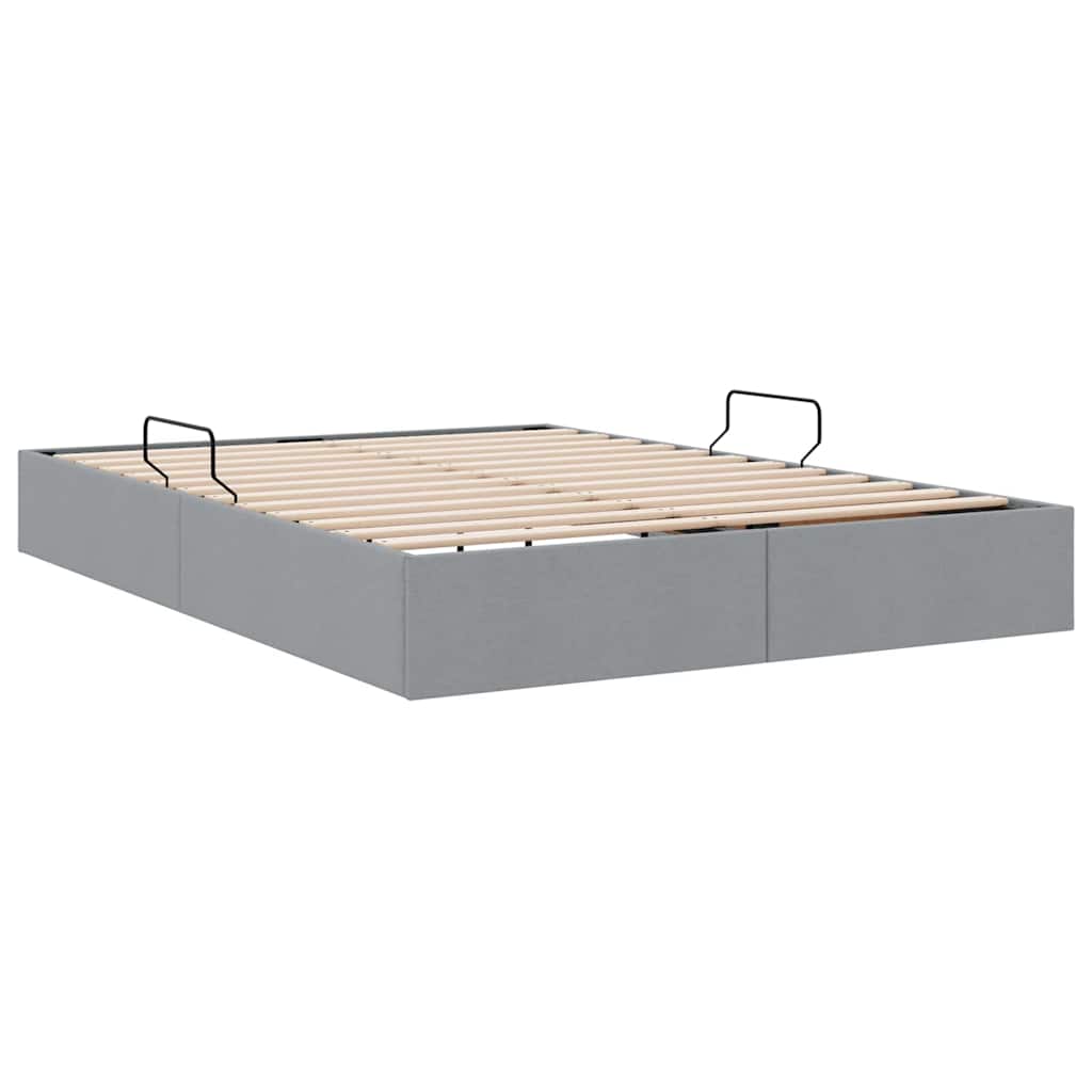 Storage Bed with Storage Light Grey 135 x 190 cm Fabric