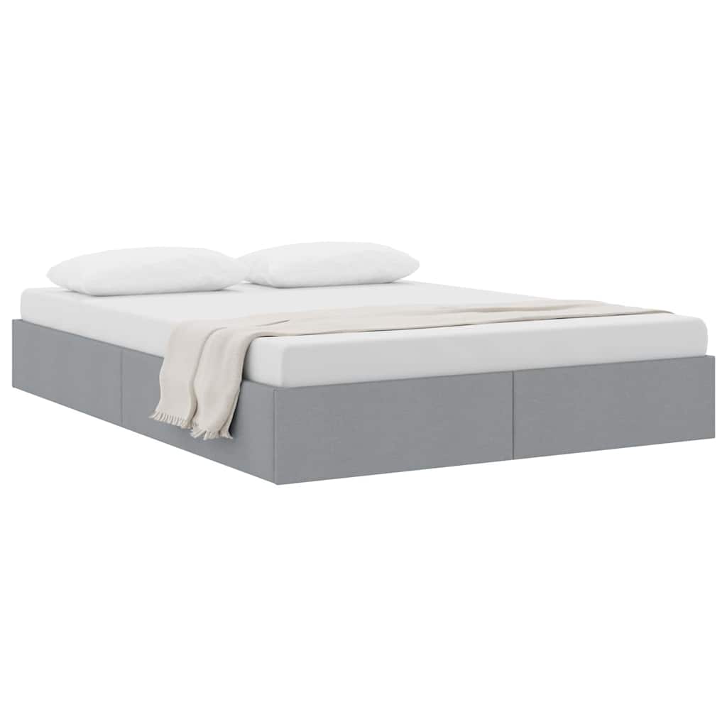 Storage Bed with Storage Light Grey 135 x 190 cm Fabric