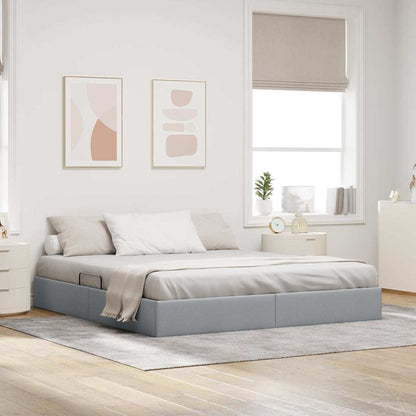 Storage Bed with Storage Light Grey 180 x 200 cm Fabric