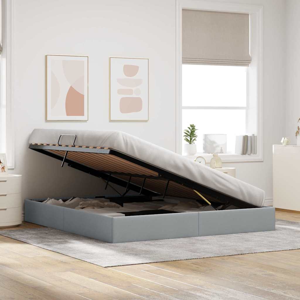 Storage Bed with Storage Light Grey 180 x 200 cm Fabric