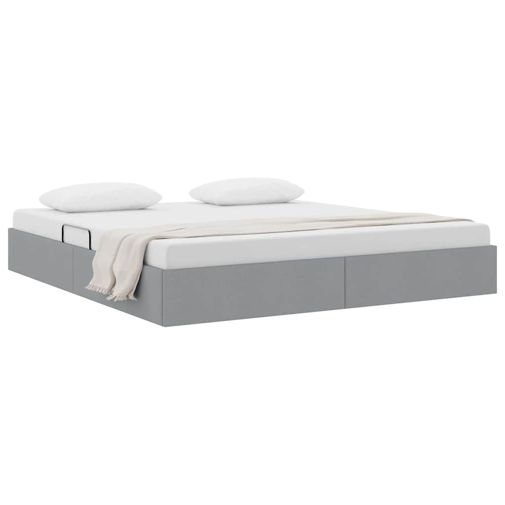 Storage Bed with Storage Light Grey 180 x 200 cm Fabric