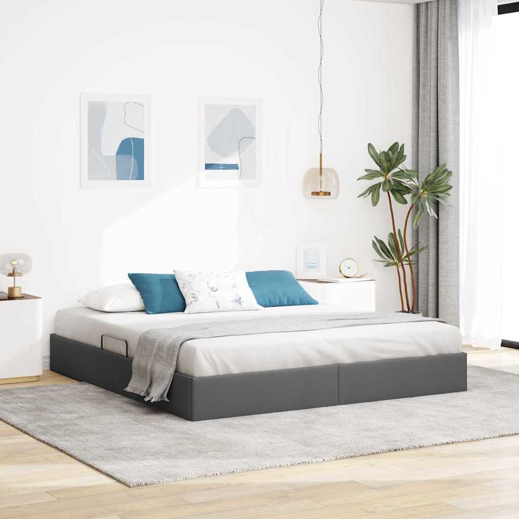 Storage Bed with Storage Dark Grey 180 x 200 cm Fabric