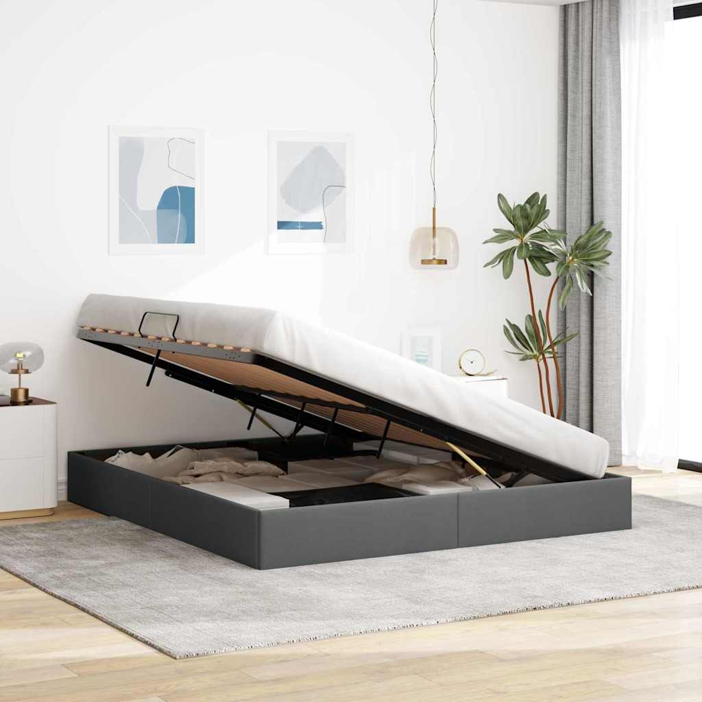 Storage Bed with Storage Dark Grey 180 x 200 cm Fabric
