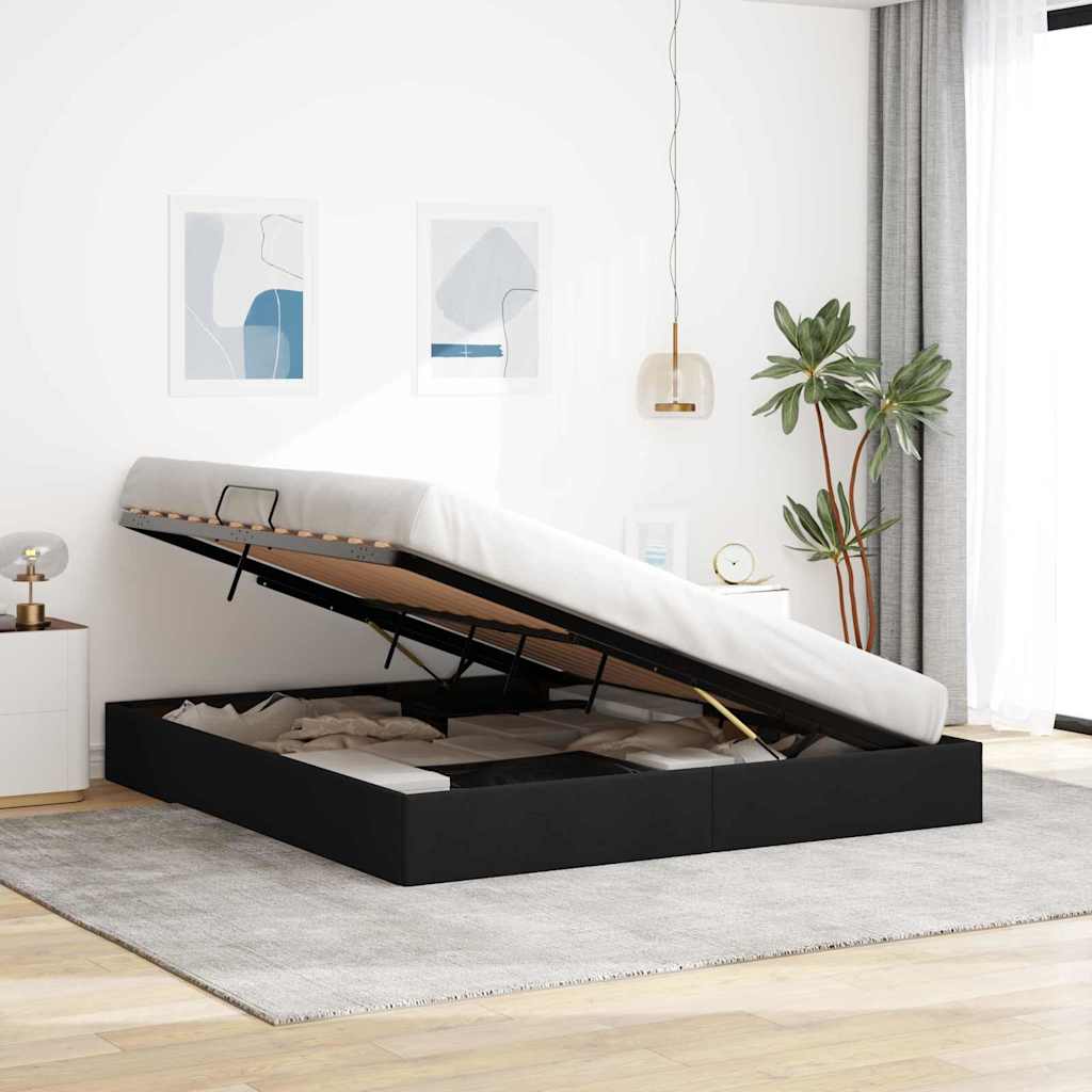 Storage Bed with Storage Black 180 x 200 cm Fabric