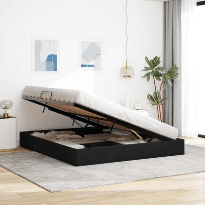 Storage Bed with Storage Black 180 x 200 cm Fabric