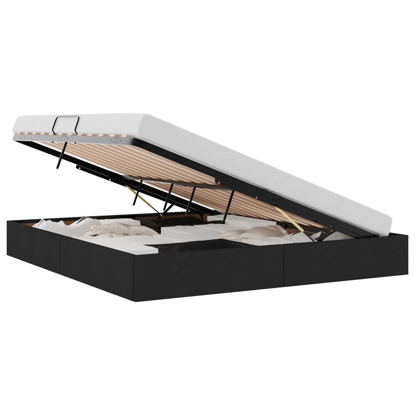 Storage Bed with Storage Black 180 x 200 cm Fabric