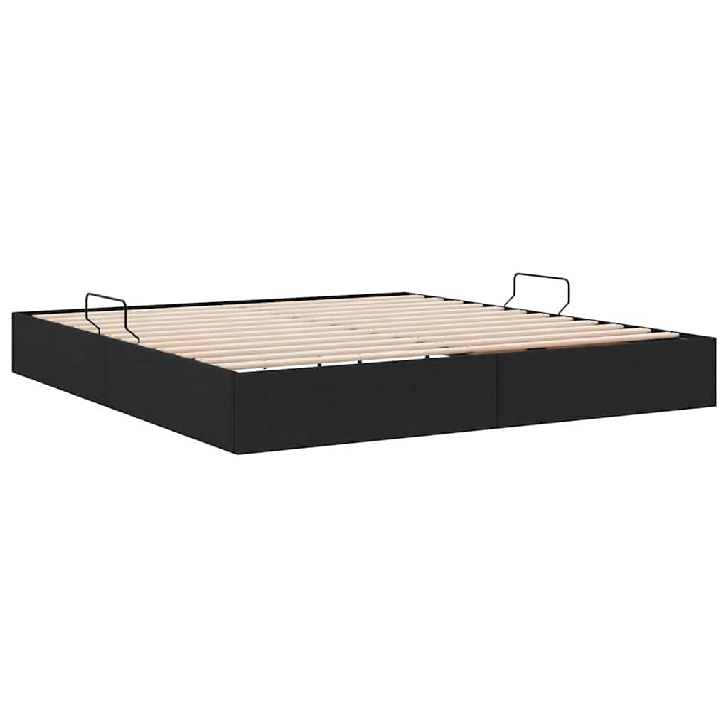 Storage Bed with Storage Black 180 x 200 cm Fabric
