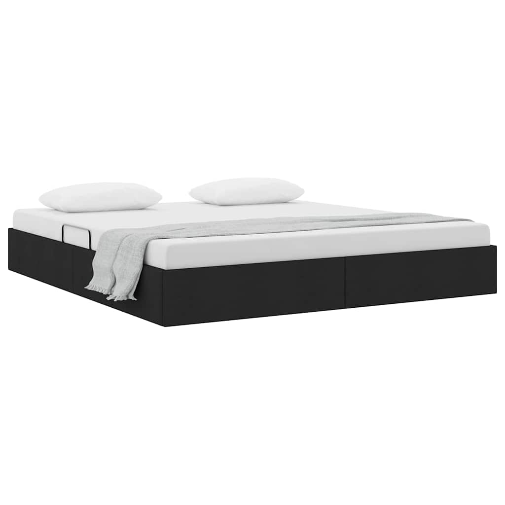 Storage Bed with Storage Black 180 x 200 cm Fabric