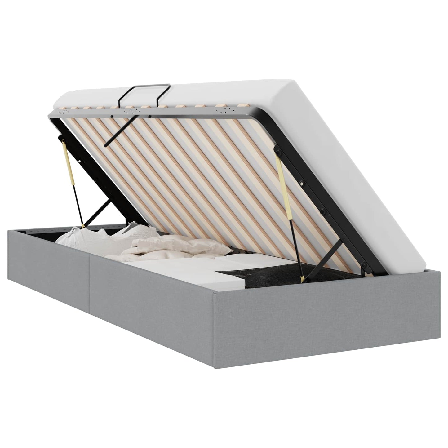 Storage Bed with Storage Light Grey 203 x 100 cm Fabric