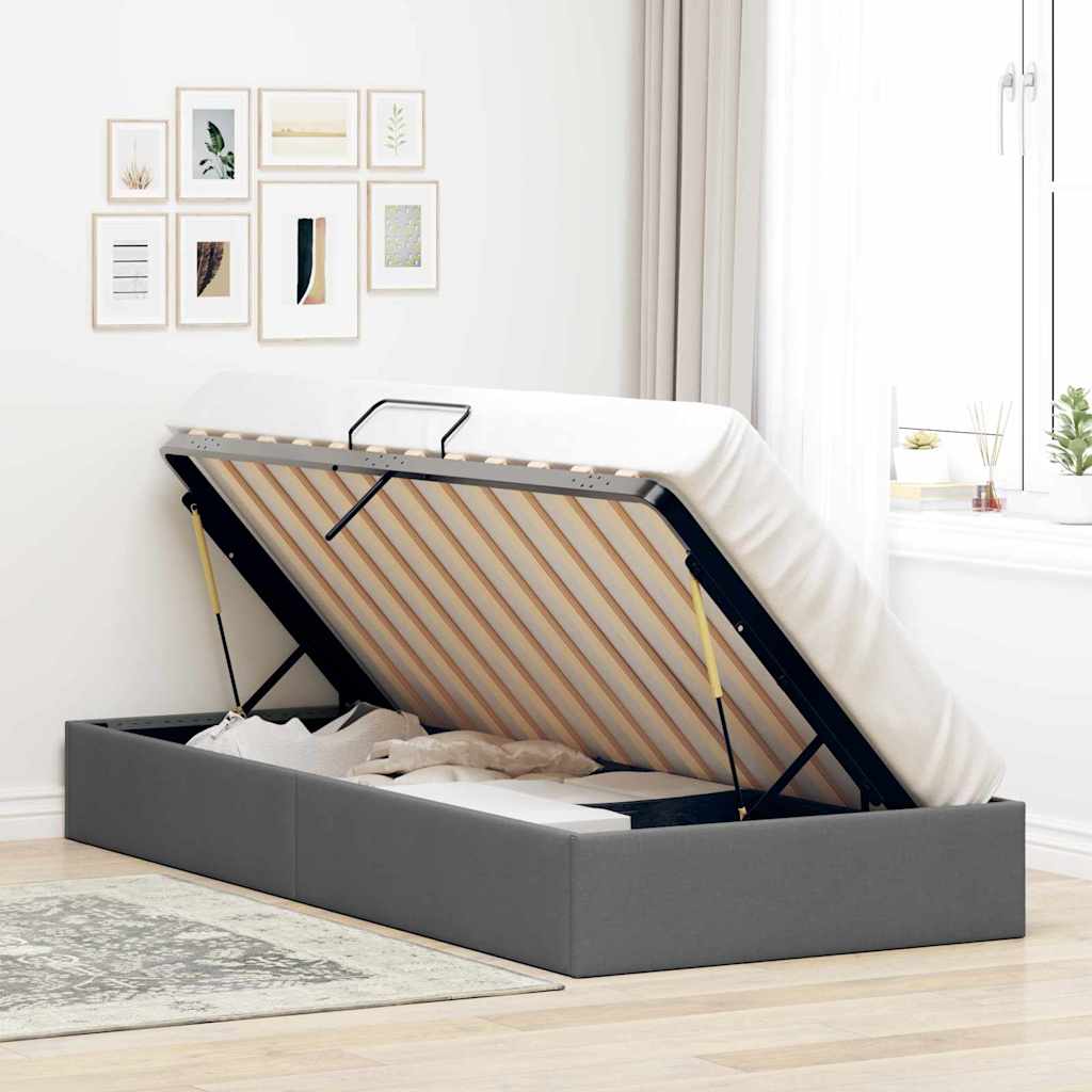 Storage Bed with Storage Dark Grey 203 x 100 cm Fabric