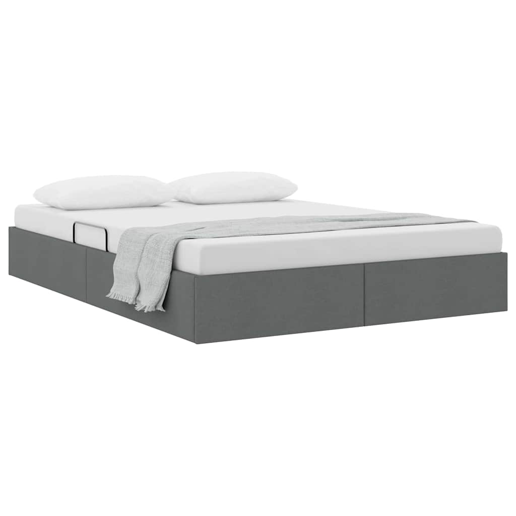 Storage Bed with Storage Dark Grey 153 x 203 cm Fabric