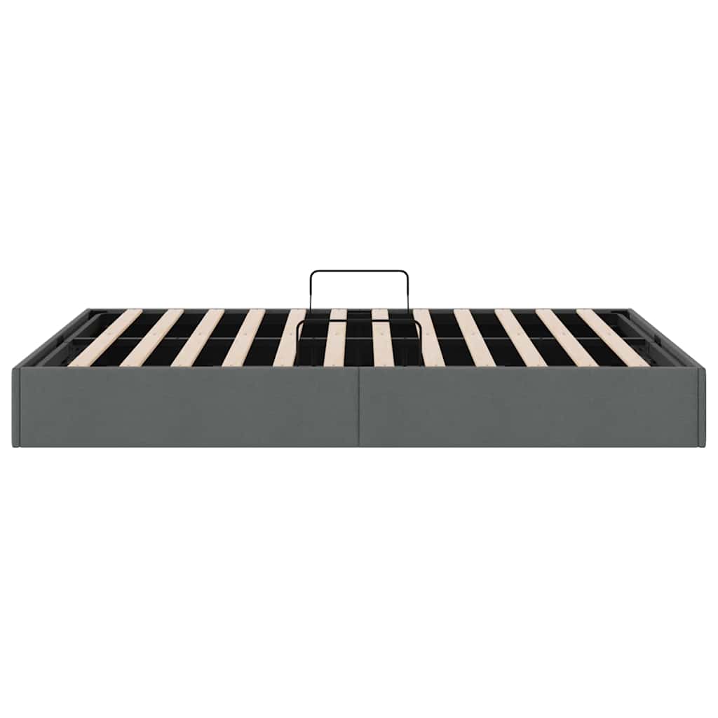 Storage Bed with Storage Dark Grey 153 x 203 cm Fabric