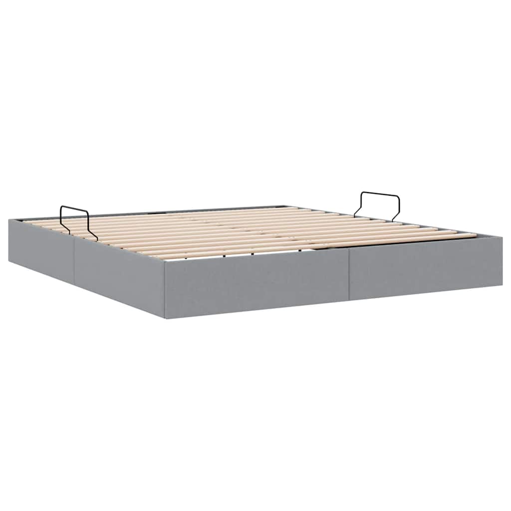 Storage Bed with Storage Light Grey 193 x 203 cm Fabric