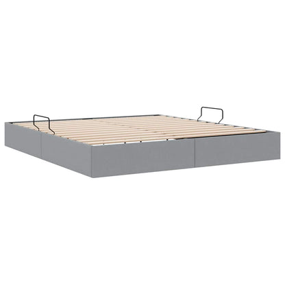 Storage Bed with Storage Light Grey 193 x 203 cm Fabric
