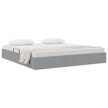 Storage Bed with Storage Light Grey 193 x 203 cm Fabric