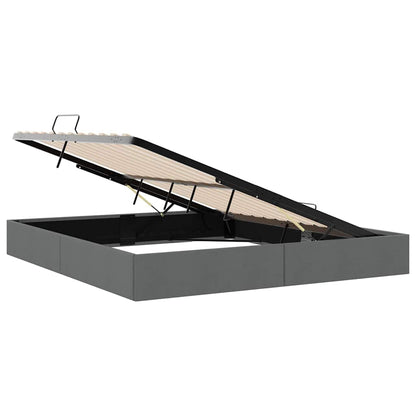 Storage Bed with Storage Dark Grey 193 x 203 cm Fabric