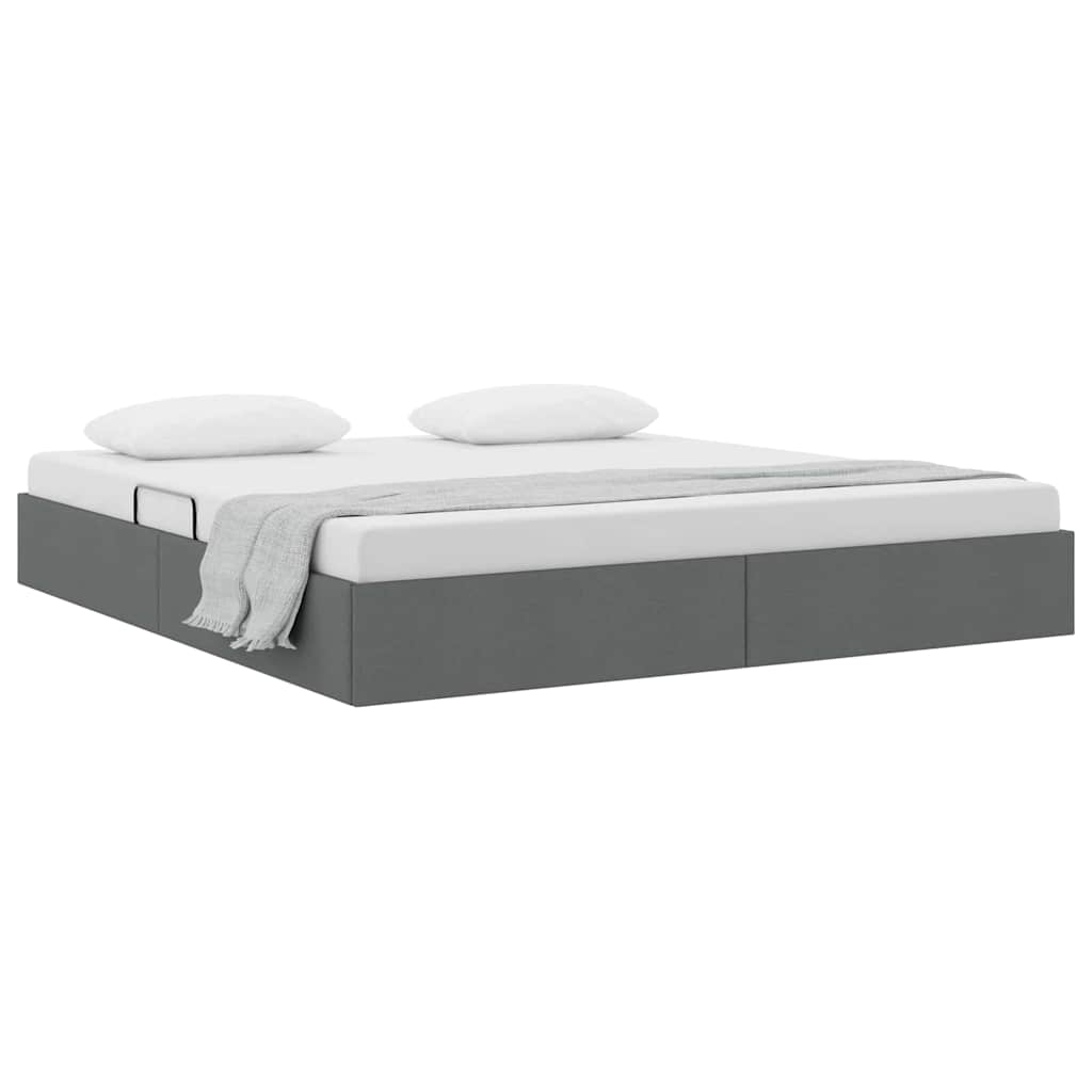 Storage Bed with Storage Dark Grey 193 x 203 cm Fabric