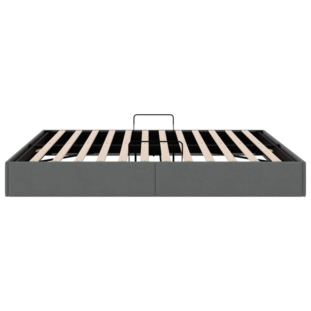 Storage Bed with Storage Dark Grey 193 x 203 cm Fabric