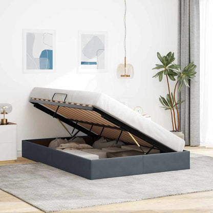Storage Bed with Storage Dark Grey 135 x 190 cm Velvet