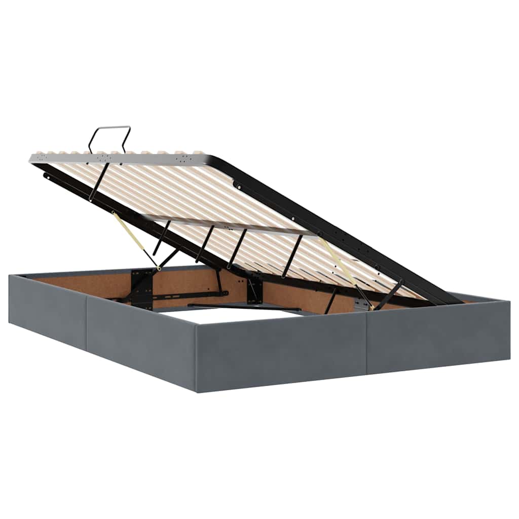 Storage Bed with Storage Dark Grey 135 x 190 cm Velvet