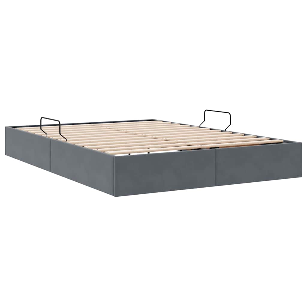 Storage Bed with Storage Dark Grey 135 x 190 cm Velvet