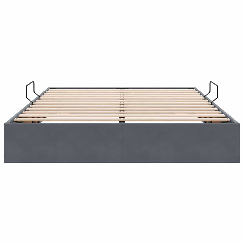 Storage Bed with Storage Dark Grey 135 x 190 cm Velvet