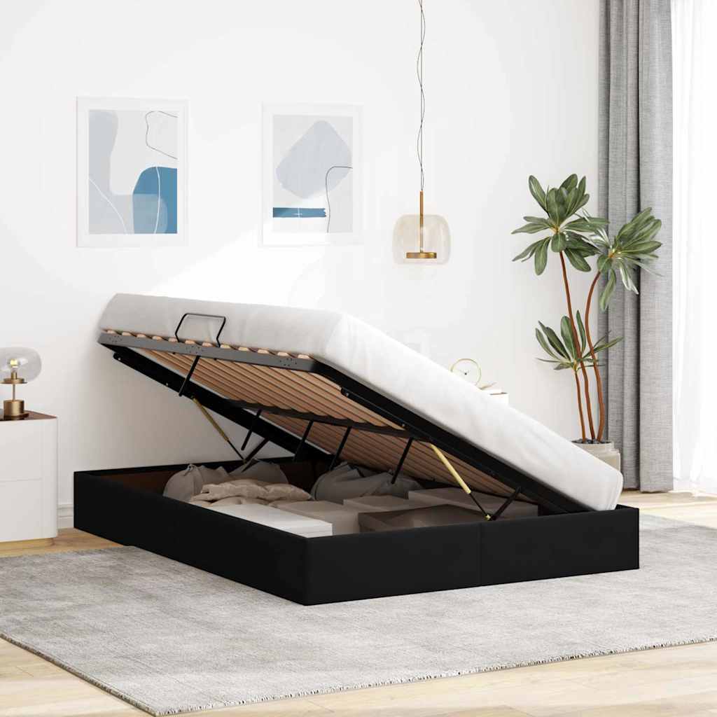 Storage Bed with Storage Black 135 x 190 cm Velvet