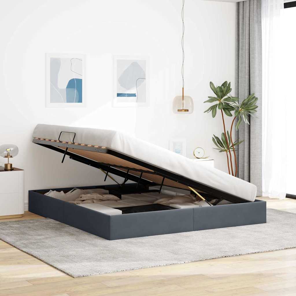 Storage Bed with Storage Dark Grey 180 x 200 cm Velvet