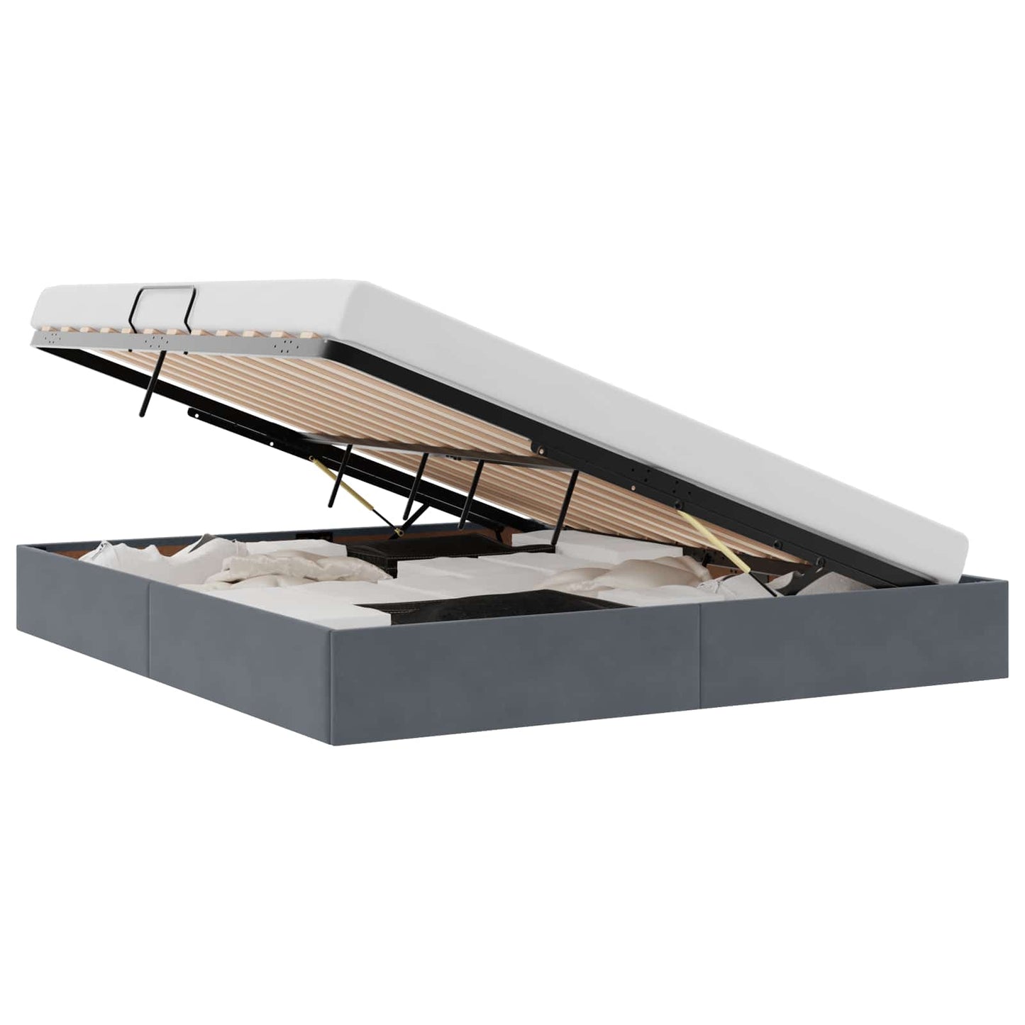 Storage Bed with Storage Dark Grey 180 x 200 cm Velvet