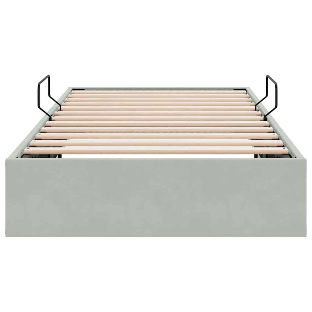 Storage Bed with Storage Light Grey 100 x 190 cm Velvet