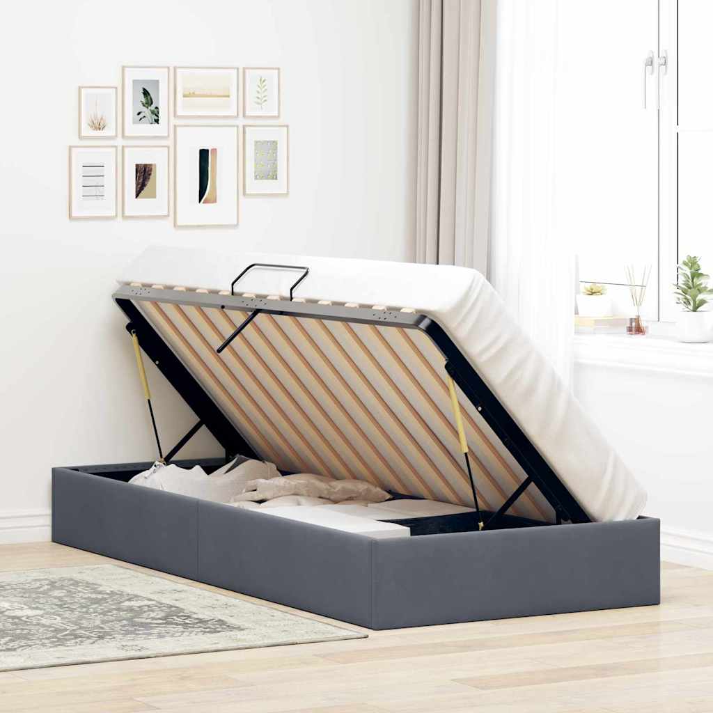 Storage Bed with Storage Dark Grey 100 x 190 cm Velvet