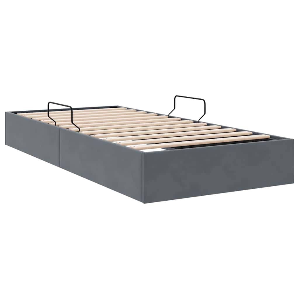 Storage Bed with Storage Dark Grey 100 x 190 cm Velvet