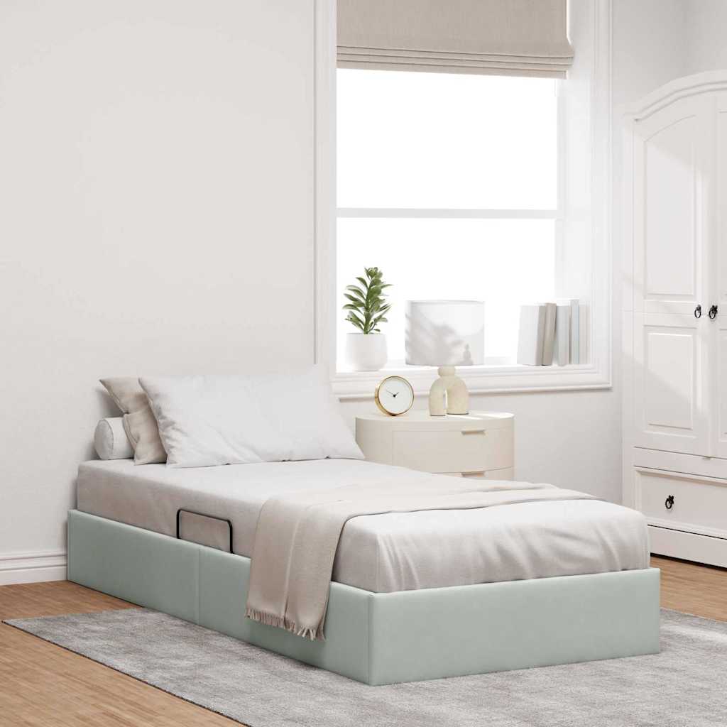 Storage Bed with Storage Light Grey 100 x 203 cm Velvet