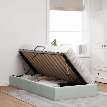 Storage Bed with Storage Light Grey 100 x 203 cm Velvet