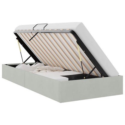 Storage Bed with Storage Light Grey 100 x 203 cm Velvet