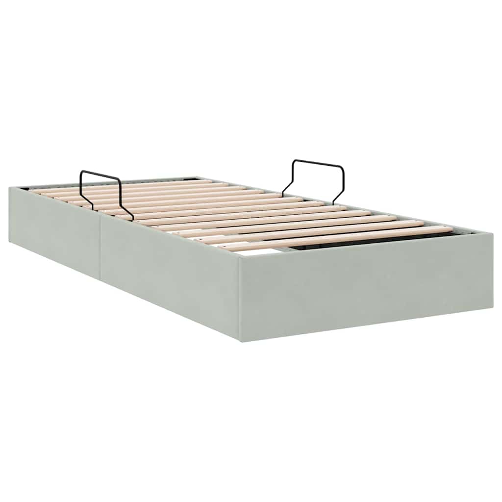 Storage Bed with Storage Light Grey 100 x 203 cm Velvet