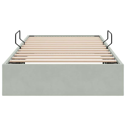 Storage Bed with Storage Light Grey 100 x 203 cm Velvet