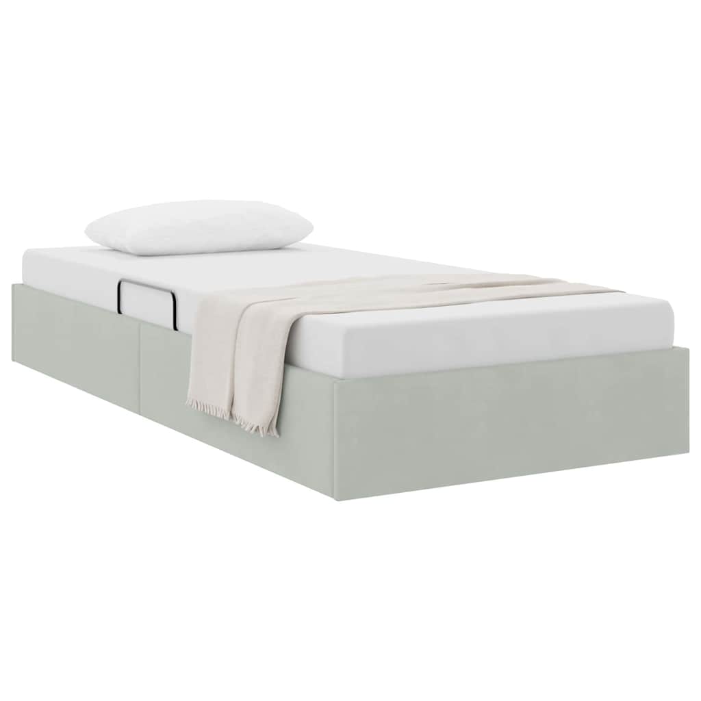Storage Bed with Storage Light Grey 100 x 203 cm Velvet