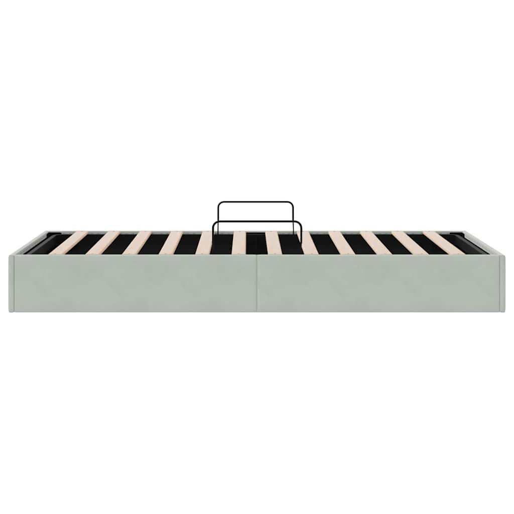 Storage Bed with Storage Light Grey 100 x 203 cm Velvet