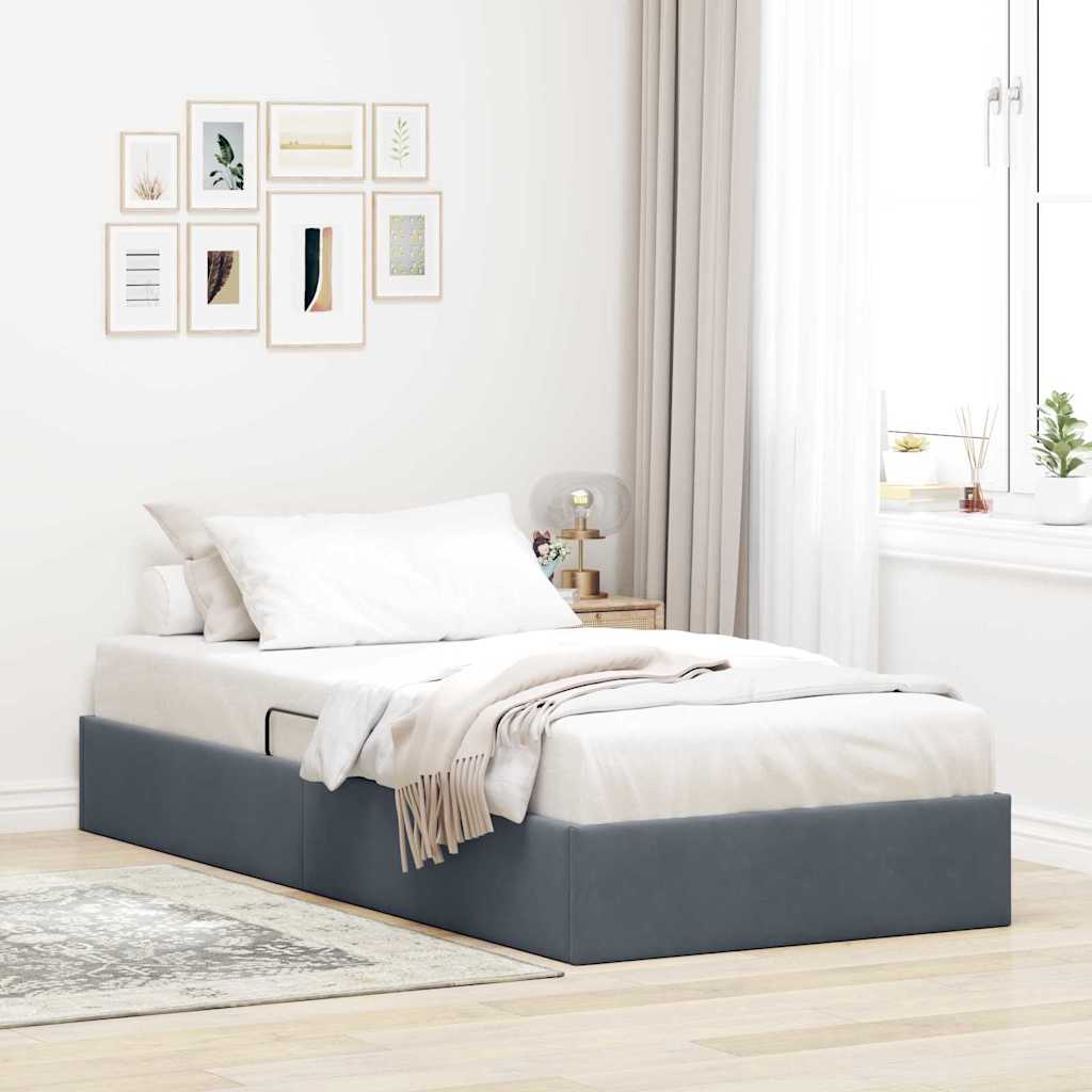 Storage Bed with Storage Dark Grey 100 x 203 cm Velvet