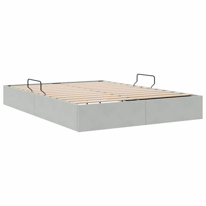 Storage Bed with Storage Light Grey 137 x 190 cm Velvet