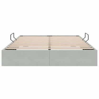 Storage Bed with Storage Light Grey 137 x 190 cm Velvet