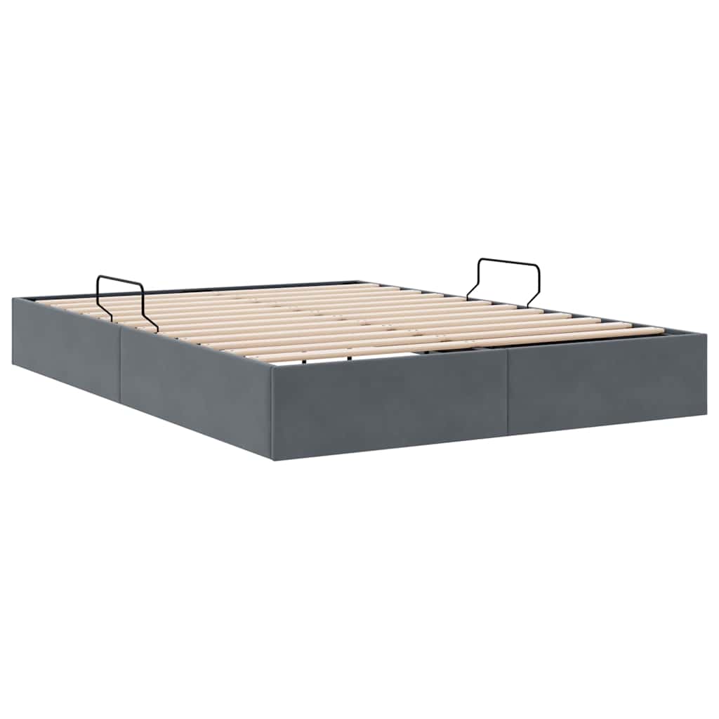 Storage Bed with Storage Dark Grey 137 x 190 cm Velvet